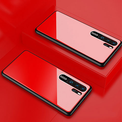 Silikon Schutzhülle Rahmen Tasche Hülle Spiegel T02 für Huawei P30 Pro New Edition Rot