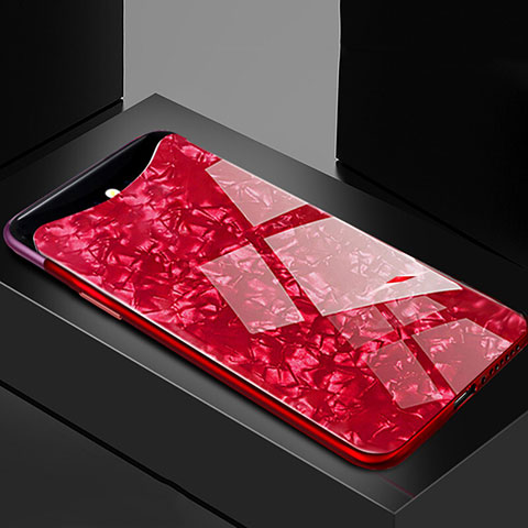 Silikon Schutzhülle Rahmen Tasche Hülle Spiegel T03 für Oppo Find X Super Flash Edition Rot