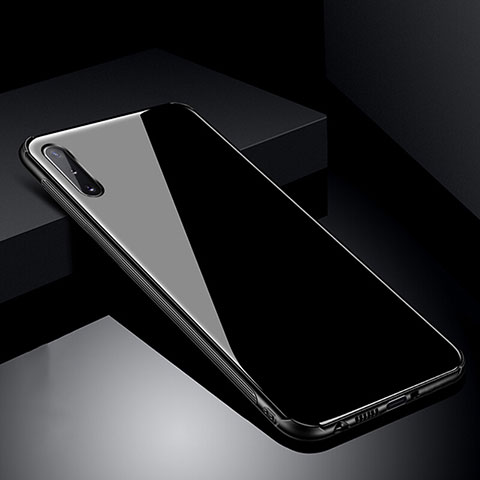 Silikon Schutzhülle Rahmen Tasche Hülle Spiegel T04 für Samsung Galaxy A70S Schwarz