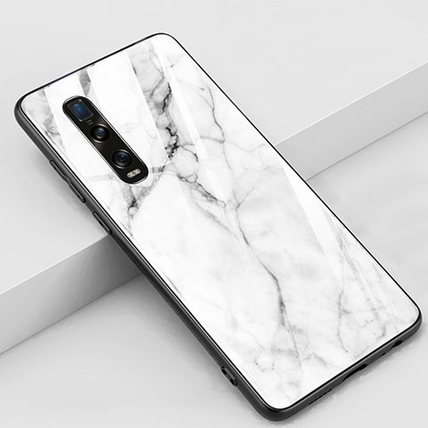 Silikon Schutzhülle Rahmen Tasche Hülle Spiegel Z01 für Oppo Find X2 Pro Weiß