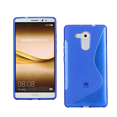 Silikon Schutzhülle S-Line Hülle Durchsichtig Transparent für Huawei Mate 8 Blau