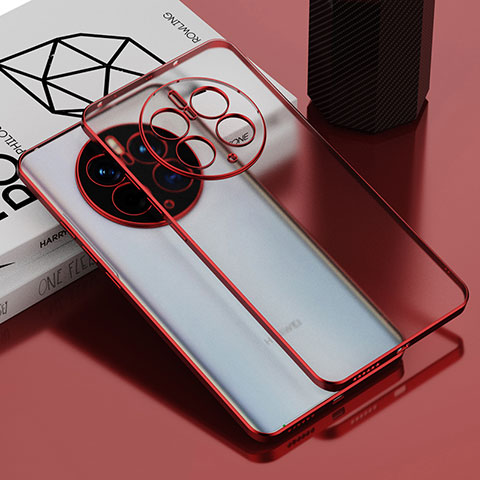 Silikon Schutzhülle Ultra Dünn Flexible Tasche Durchsichtig Transparent AN1 für Huawei Mate 50 Pro Rot