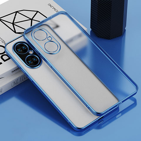 Silikon Schutzhülle Ultra Dünn Flexible Tasche Durchsichtig Transparent AN1 für Huawei P50 Blau