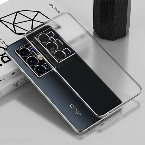 Silikon Schutzhülle Ultra Dünn Flexible Tasche Durchsichtig Transparent AN1 für Vivo X70 Pro+ Plus 5G Silber
