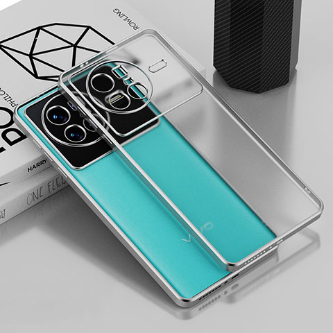Silikon Schutzhülle Ultra Dünn Flexible Tasche Durchsichtig Transparent AN1 für Vivo X80 Pro 5G Silber