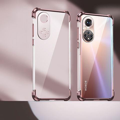 Silikon Schutzhülle Ultra Dünn Flexible Tasche Durchsichtig Transparent D01 für Huawei Honor 50 Pro 5G Rosegold