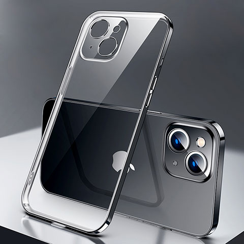 Silikon Schutzhülle Ultra Dünn Flexible Tasche Durchsichtig Transparent H01 für Apple iPhone 15 Plus Schwarz