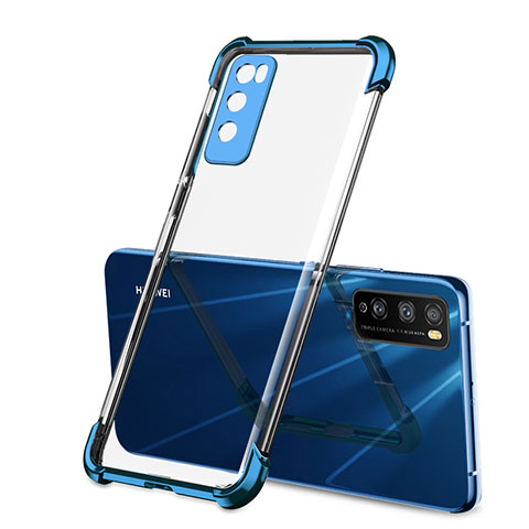 Silikon Schutzhülle Ultra Dünn Flexible Tasche Durchsichtig Transparent H01 für Huawei Enjoy 20 Pro 5G Blau