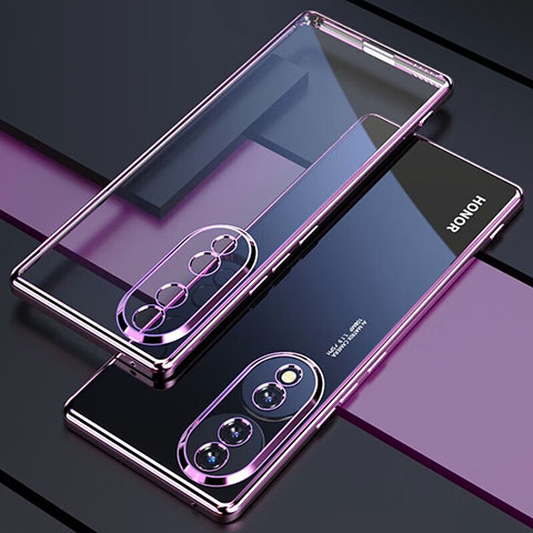 Silikon Schutzhülle Ultra Dünn Flexible Tasche Durchsichtig Transparent H01 für Huawei Honor 70 Pro+ Plus 5G Violett