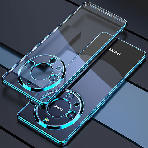 Silikon Schutzhülle Ultra Dünn Flexible Tasche Durchsichtig Transparent H01 für Huawei Mate 60 Pro Blau