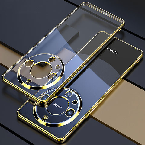 Silikon Schutzhülle Ultra Dünn Flexible Tasche Durchsichtig Transparent H01 für Huawei Mate 60 Pro Gold