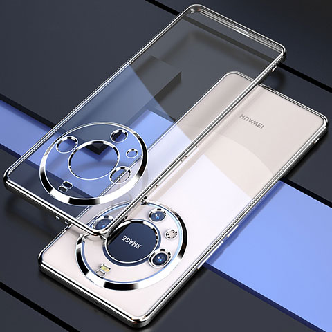 Silikon Schutzhülle Ultra Dünn Flexible Tasche Durchsichtig Transparent H01 für Huawei Mate 60 Pro Silber