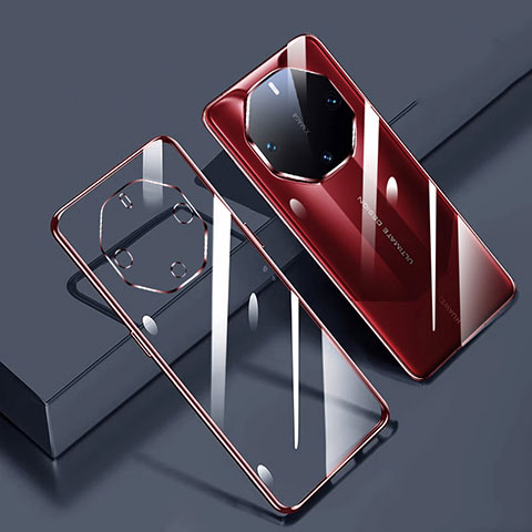 Silikon Schutzhülle Ultra Dünn Flexible Tasche Durchsichtig Transparent H01 für Huawei Mate 60 RS Ultimate Rot