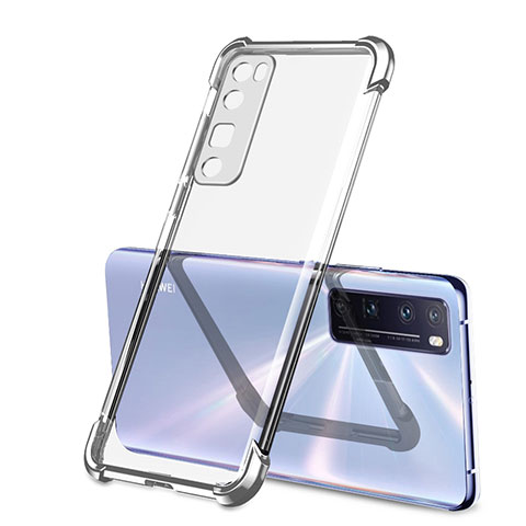 Silikon Schutzhülle Ultra Dünn Flexible Tasche Durchsichtig Transparent H01 für Huawei Nova 7 Pro 5G Silber