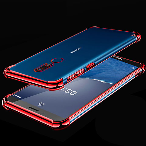 Silikon Schutzhülle Ultra Dünn Flexible Tasche Durchsichtig Transparent H01 für Nokia C3 Rot