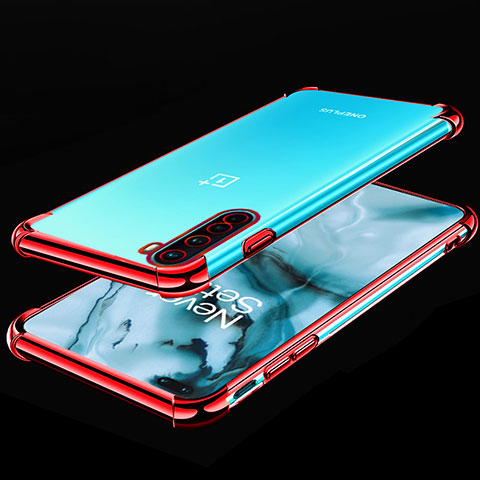 Silikon Schutzhülle Ultra Dünn Flexible Tasche Durchsichtig Transparent H01 für OnePlus Nord Rot