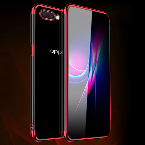 Silikon Schutzhülle Ultra Dünn Flexible Tasche Durchsichtig Transparent H01 für Oppo A12e Rot