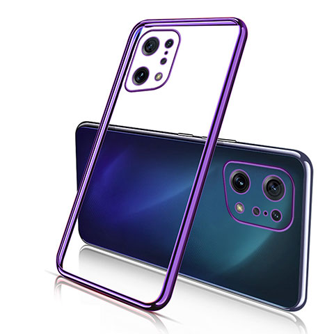 Silikon Schutzhülle Ultra Dünn Flexible Tasche Durchsichtig Transparent H01 für Oppo Find X5 Pro 5G Violett