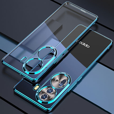 Silikon Schutzhülle Ultra Dünn Flexible Tasche Durchsichtig Transparent H01 für Oppo Reno11 Pro 5G Blau