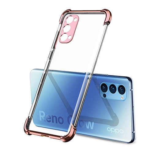 Silikon Schutzhülle Ultra Dünn Flexible Tasche Durchsichtig Transparent H01 für Oppo Reno4 5G Rosegold