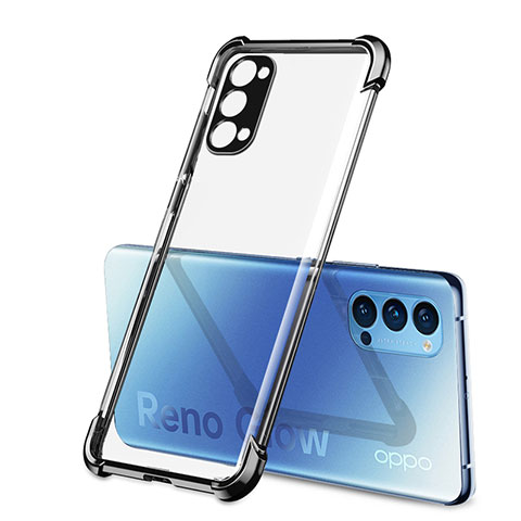 Silikon Schutzhülle Ultra Dünn Flexible Tasche Durchsichtig Transparent H01 für Oppo Reno4 5G Schwarz