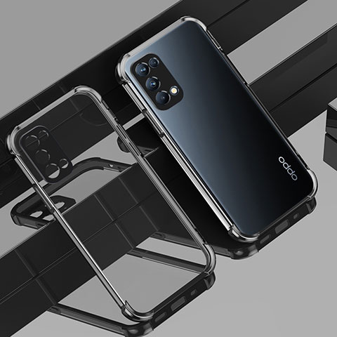 Silikon Schutzhülle Ultra Dünn Flexible Tasche Durchsichtig Transparent H01 für Oppo Reno5 Pro 5G Schwarz