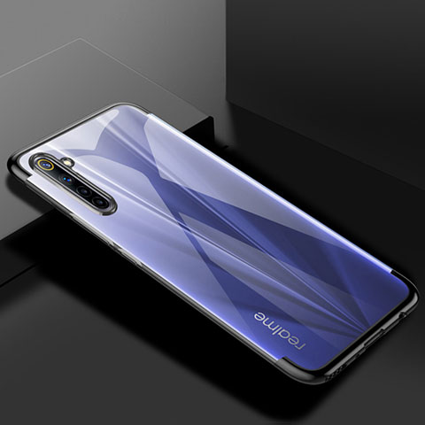 Silikon Schutzhülle Ultra Dünn Flexible Tasche Durchsichtig Transparent H01 für Realme 6 Pro Schwarz