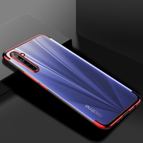 Silikon Schutzhülle Ultra Dünn Flexible Tasche Durchsichtig Transparent H01 für Realme 6s Rot