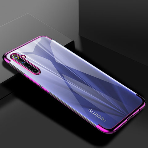 Silikon Schutzhülle Ultra Dünn Flexible Tasche Durchsichtig Transparent H01 für Realme 6s Violett