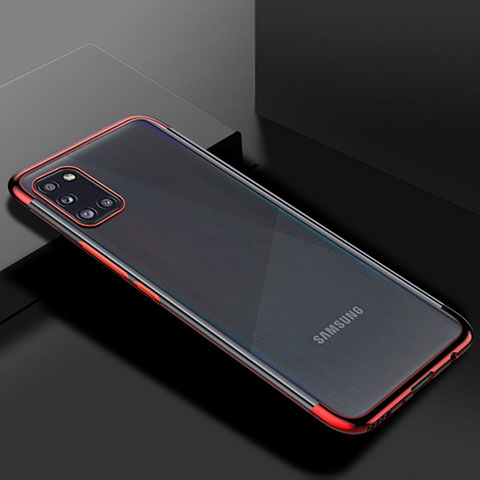 Silikon Schutzhülle Ultra Dünn Flexible Tasche Durchsichtig Transparent H01 für Samsung Galaxy A31 Rot