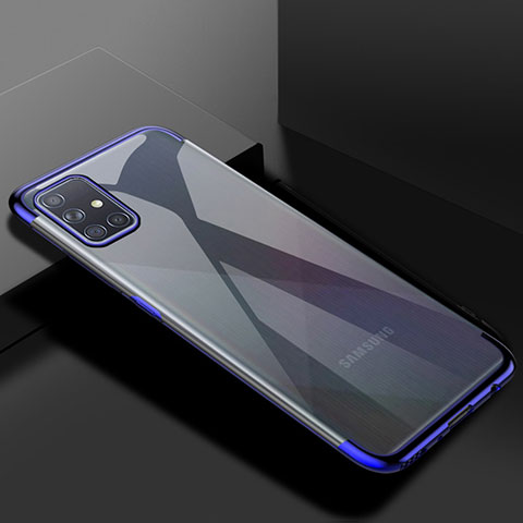 Silikon Schutzhülle Ultra Dünn Flexible Tasche Durchsichtig Transparent H01 für Samsung Galaxy A71 5G Blau