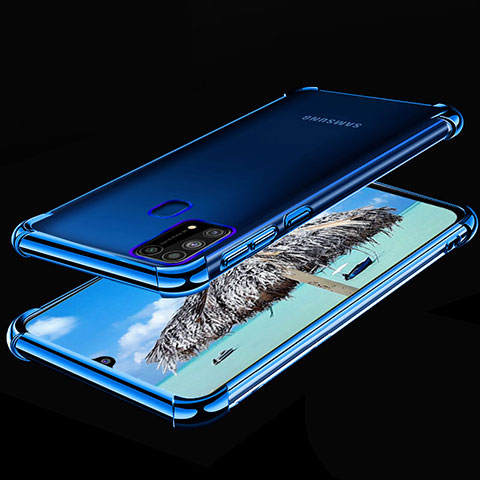 Silikon Schutzhülle Ultra Dünn Flexible Tasche Durchsichtig Transparent H01 für Samsung Galaxy M21s Blau