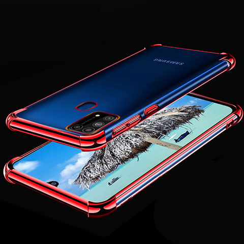 Silikon Schutzhülle Ultra Dünn Flexible Tasche Durchsichtig Transparent H01 für Samsung Galaxy M21s Rot