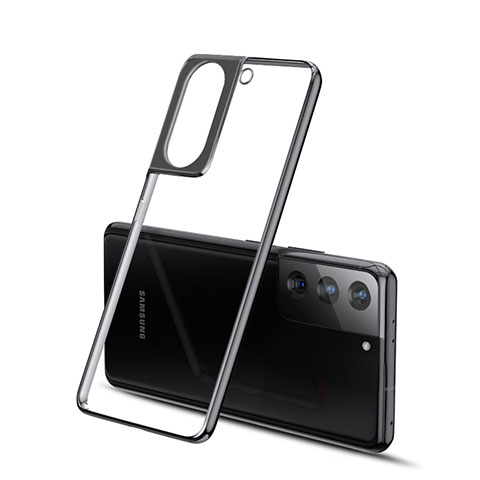 Silikon Schutzhülle Ultra Dünn Flexible Tasche Durchsichtig Transparent H01 für Samsung Galaxy S21 5G Schwarz