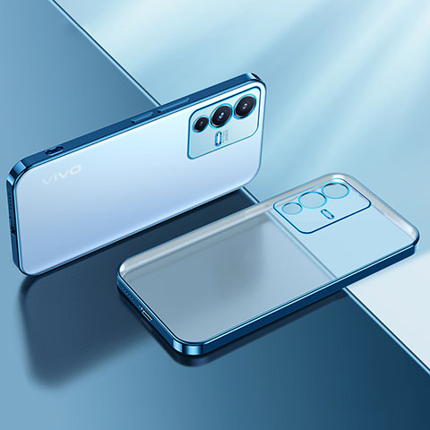 Silikon Schutzhülle Ultra Dünn Flexible Tasche Durchsichtig Transparent H01 für Vivo V23 Pro 5G Blau