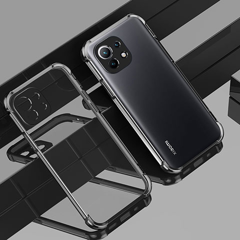 Silikon Schutzhülle Ultra Dünn Flexible Tasche Durchsichtig Transparent H01 für Xiaomi Mi 11 Lite 5G NE Schwarz