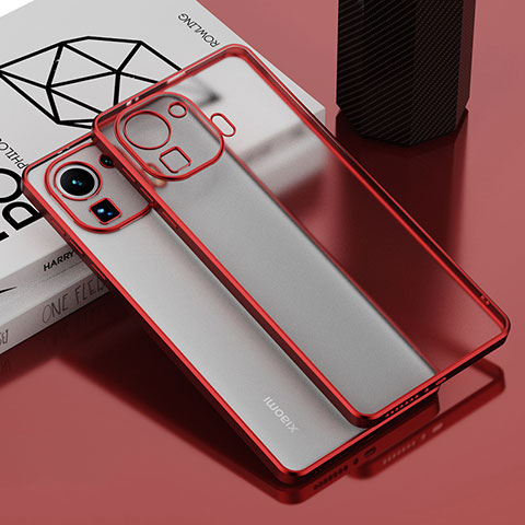 Silikon Schutzhülle Ultra Dünn Flexible Tasche Durchsichtig Transparent H01 für Xiaomi Mi 11 Pro 5G Rot