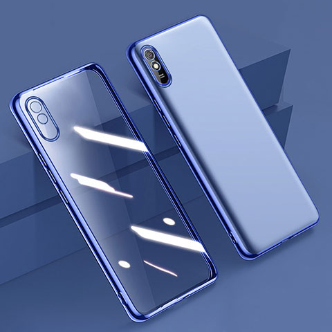 Silikon Schutzhülle Ultra Dünn Flexible Tasche Durchsichtig Transparent H01 für Xiaomi Redmi 9A Blau