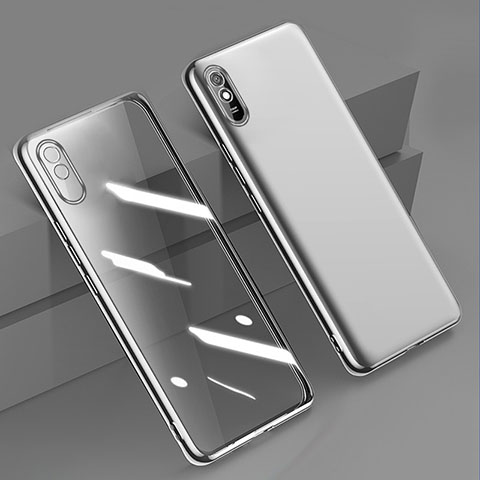 Silikon Schutzhülle Ultra Dünn Flexible Tasche Durchsichtig Transparent H01 für Xiaomi Redmi 9A Silber