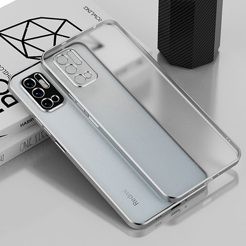 Silikon Schutzhülle Ultra Dünn Flexible Tasche Durchsichtig Transparent H01 für Xiaomi Redmi Note 10 5G Silber