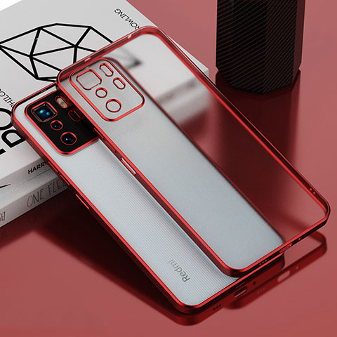 Silikon Schutzhülle Ultra Dünn Flexible Tasche Durchsichtig Transparent H01 für Xiaomi Redmi Note 10 Pro 5G Rot