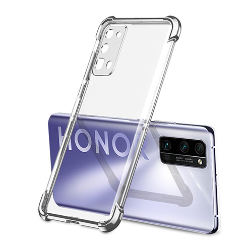 Silikon Schutzhülle Ultra Dünn Flexible Tasche Durchsichtig Transparent H02 für Huawei Honor 30 Pro+ Plus Silber