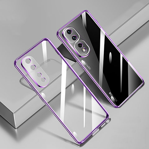 Silikon Schutzhülle Ultra Dünn Flexible Tasche Durchsichtig Transparent H02 für Huawei Honor 80 Pro Flat 5G Violett