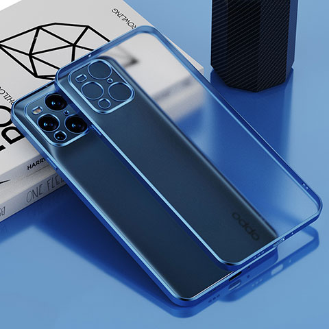 Silikon Schutzhülle Ultra Dünn Flexible Tasche Durchsichtig Transparent H02 für Oppo Find X3 5G Blau