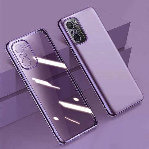 Silikon Schutzhülle Ultra Dünn Flexible Tasche Durchsichtig Transparent H02 für Xiaomi Redmi K40 Pro+ Plus 5G Violett