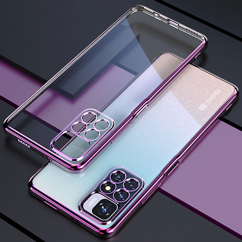 Silikon Schutzhülle Ultra Dünn Flexible Tasche Durchsichtig Transparent H02 für Xiaomi Redmi Note 11T 5G Violett