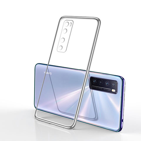 Silikon Schutzhülle Ultra Dünn Flexible Tasche Durchsichtig Transparent H03 für Huawei Nova 7 5G Silber