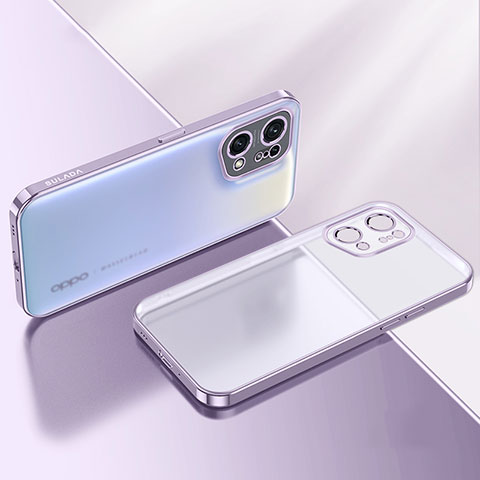 Silikon Schutzhülle Ultra Dünn Flexible Tasche Durchsichtig Transparent H03 für Oppo Find X5 5G Violett