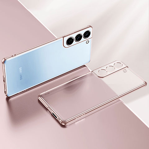 Silikon Schutzhülle Ultra Dünn Flexible Tasche Durchsichtig Transparent H03 für Samsung Galaxy S22 5G Rosegold