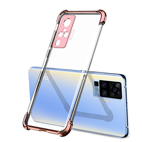 Silikon Schutzhülle Ultra Dünn Flexible Tasche Durchsichtig Transparent H03 für Vivo X50 Pro 5G Rosegold